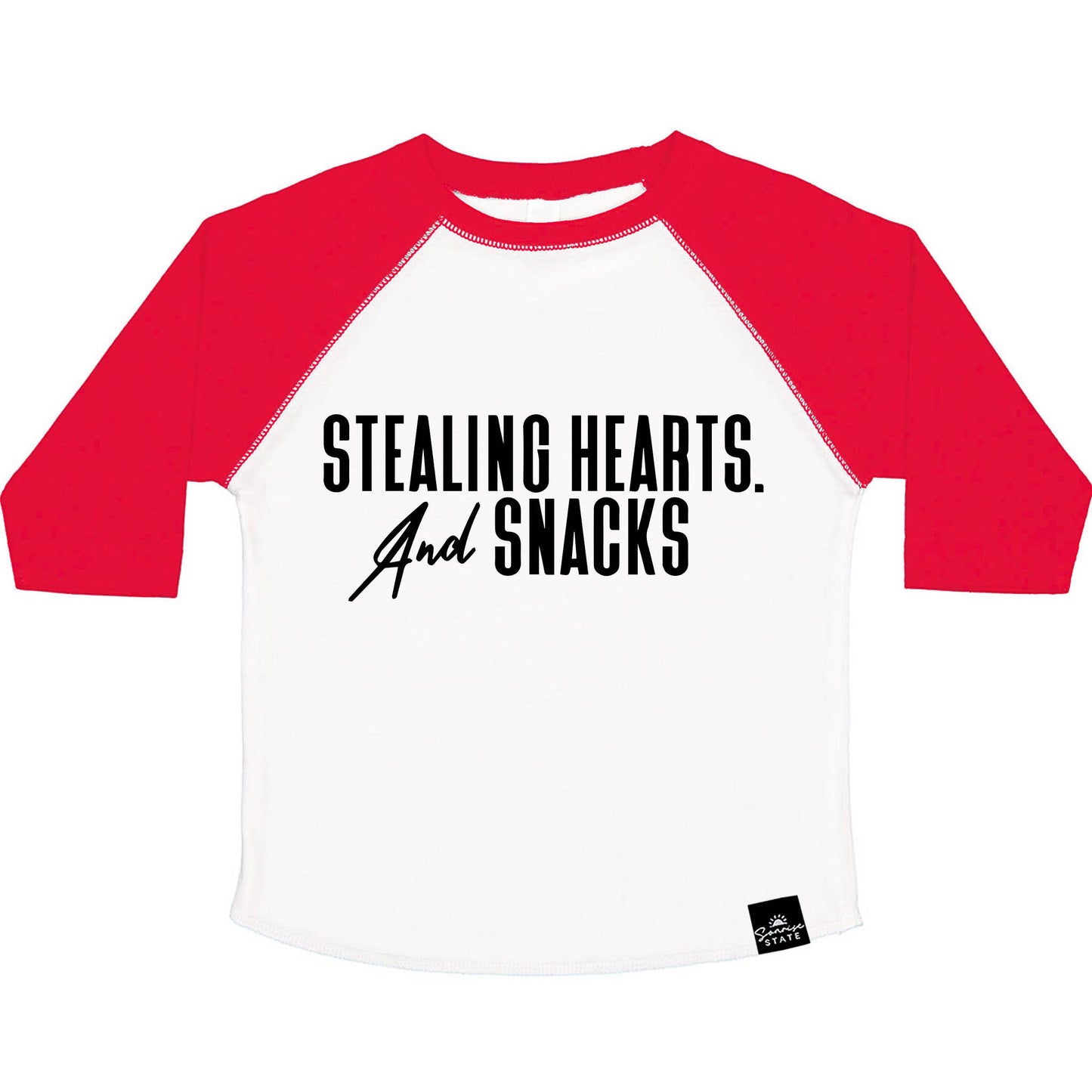 Sonrise State - Stealing Hearts & Snacks Boy's Baseball T-Shirt: 2T / Black Sleeves