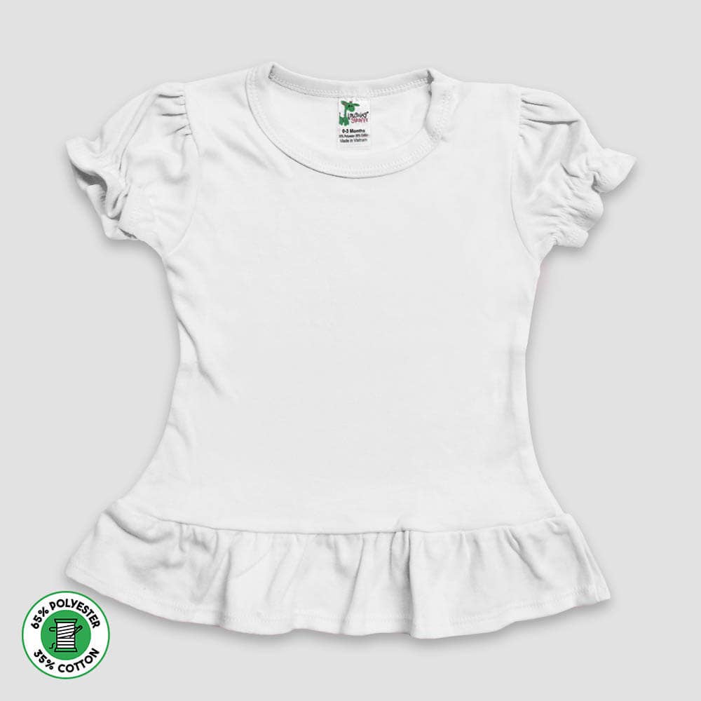 Laughing Giraffe - Toddler & Kids Puff Sleeve Ruffle Peplum Top | Open Sizing: S (7T) / Pink