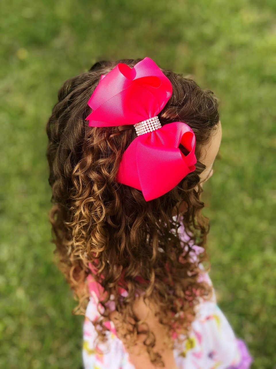 Oversized Rhinestone Center Knot Hair Bows: White