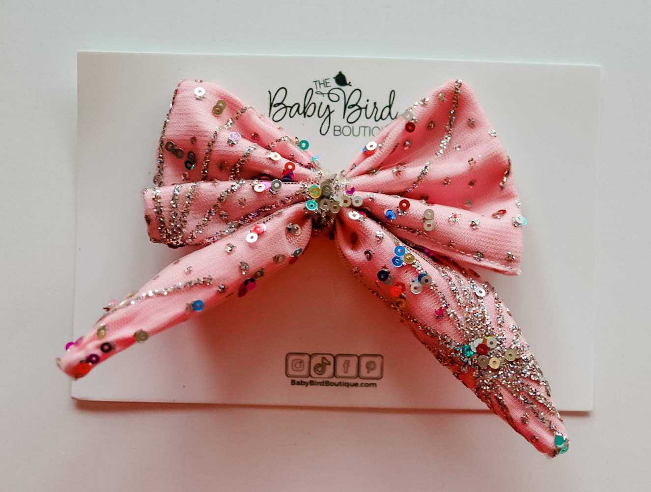 Baby Pink Sparkle Bow: Mini Clip