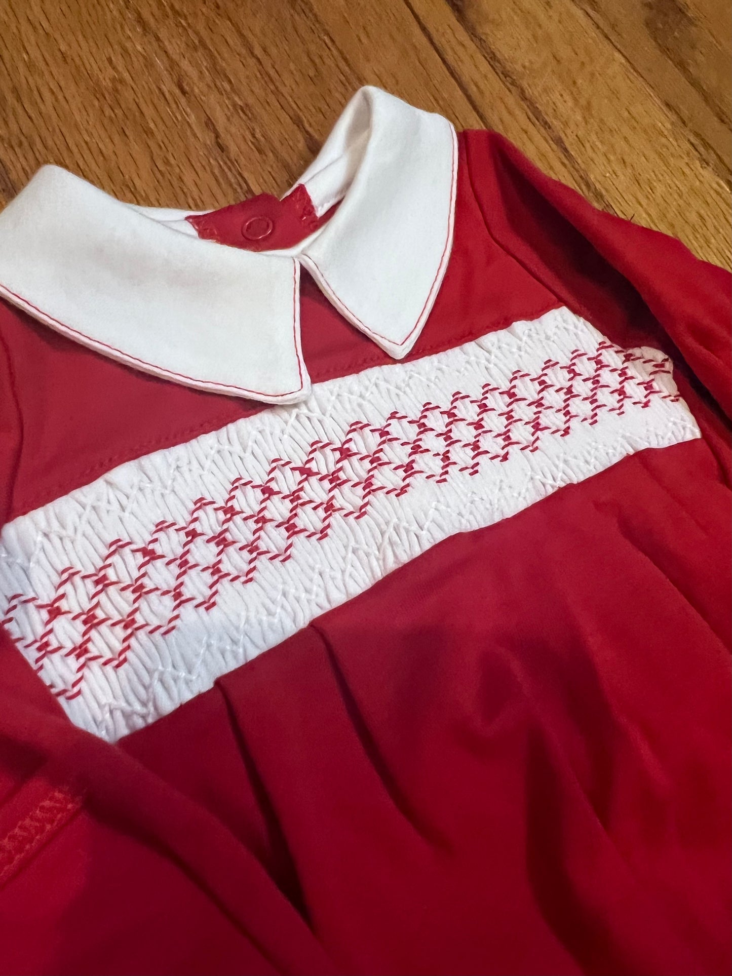 Smocked Red Peter Pan Gown