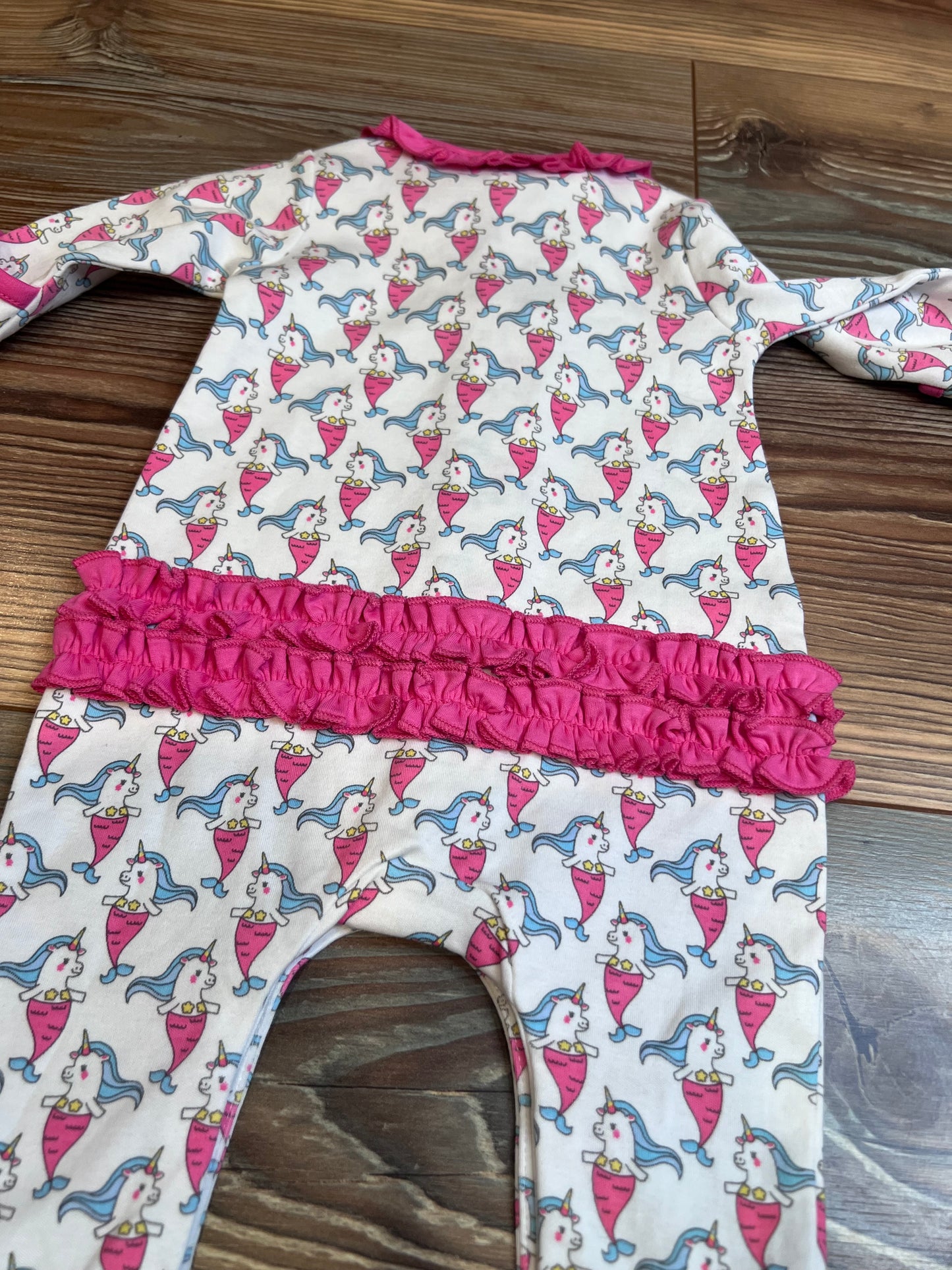 Mermaid Unicorn Ruffle Footed Romper