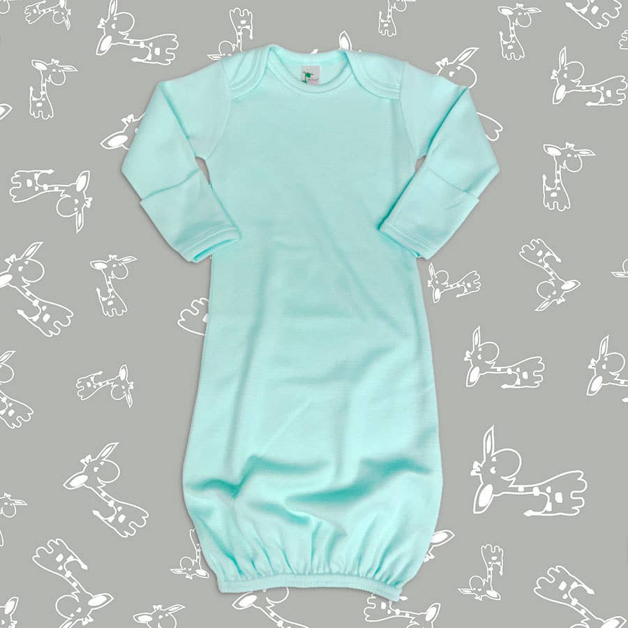 Laughing Giraffe - Baby Sleeping Gown  Fold Over Mittens | Open Sizing: Heather Gray / 0-3 months