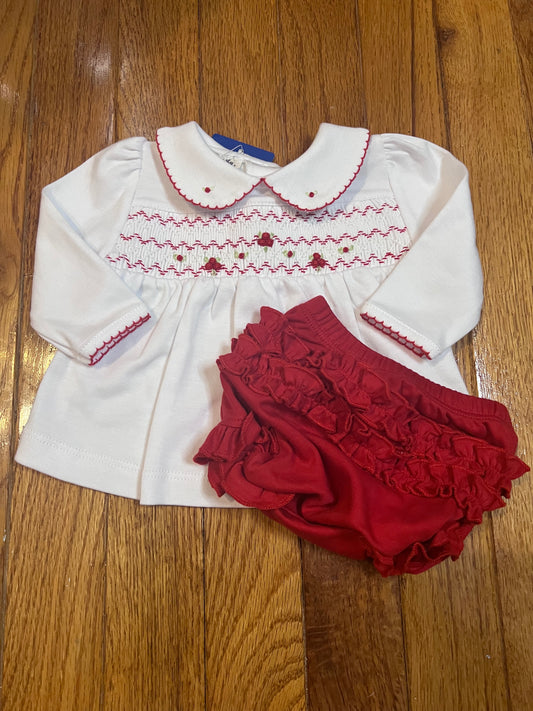 Smocked Rose Peter Pan Ruffled Bummies Set