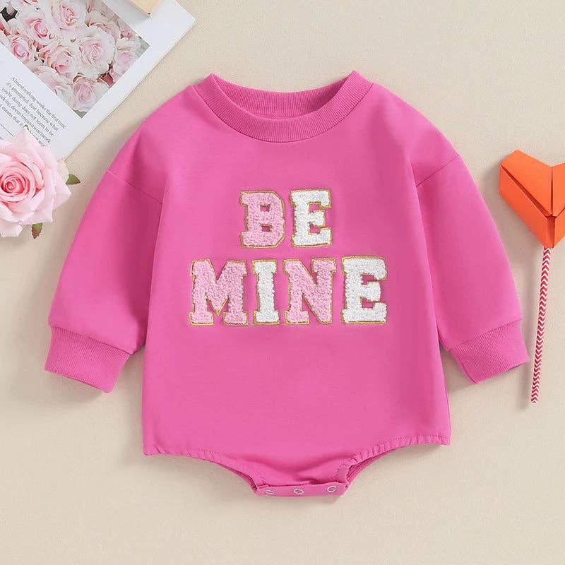 Sparkledots - Valentine's Day - Infant Onesie Romper - Be Mine (Chenille Letters): Pink / 6M