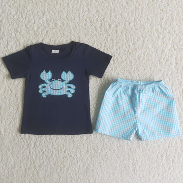 Crab Embroidered Short Set