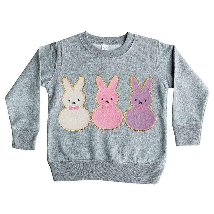 Sparkle Sisters by Couture Clips - Chenille Bunny Trio Sweatshirt: Pink