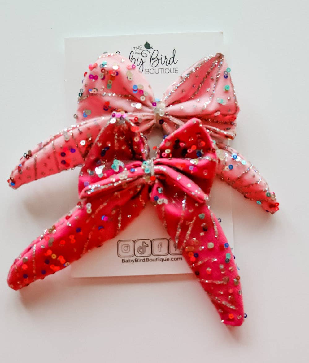 Baby Pink Sparkle Bow: Mini Clip