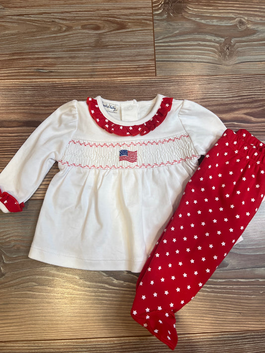 Smocked Ruffle 2 Piece Flag Set