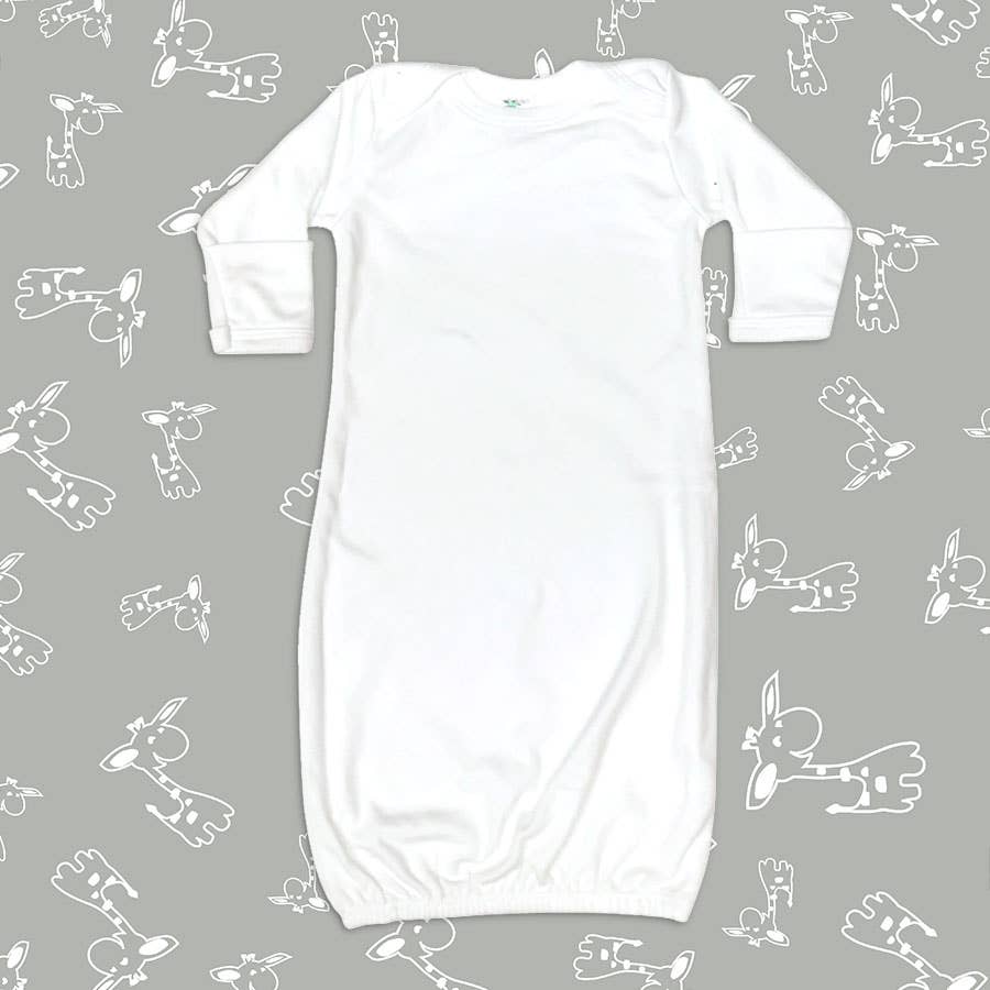 Laughing Giraffe - Baby Sleeping Gown  Fold Over Mittens | Open Sizing: Oatmeal / 0-3 months