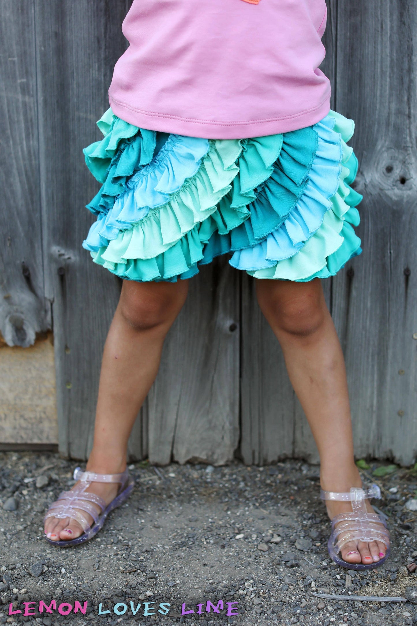 Lemon Loves Lime Boutique - GIRL-Ruffle Skort-Seaweed: 7YR