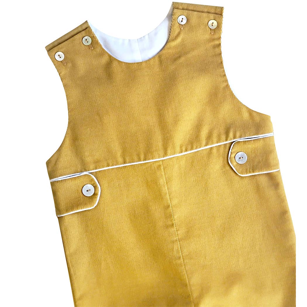 Marco and Lizzy - Celine and Lucas -Fall Mustard Colored Corduroy Boy Overalls: 2T