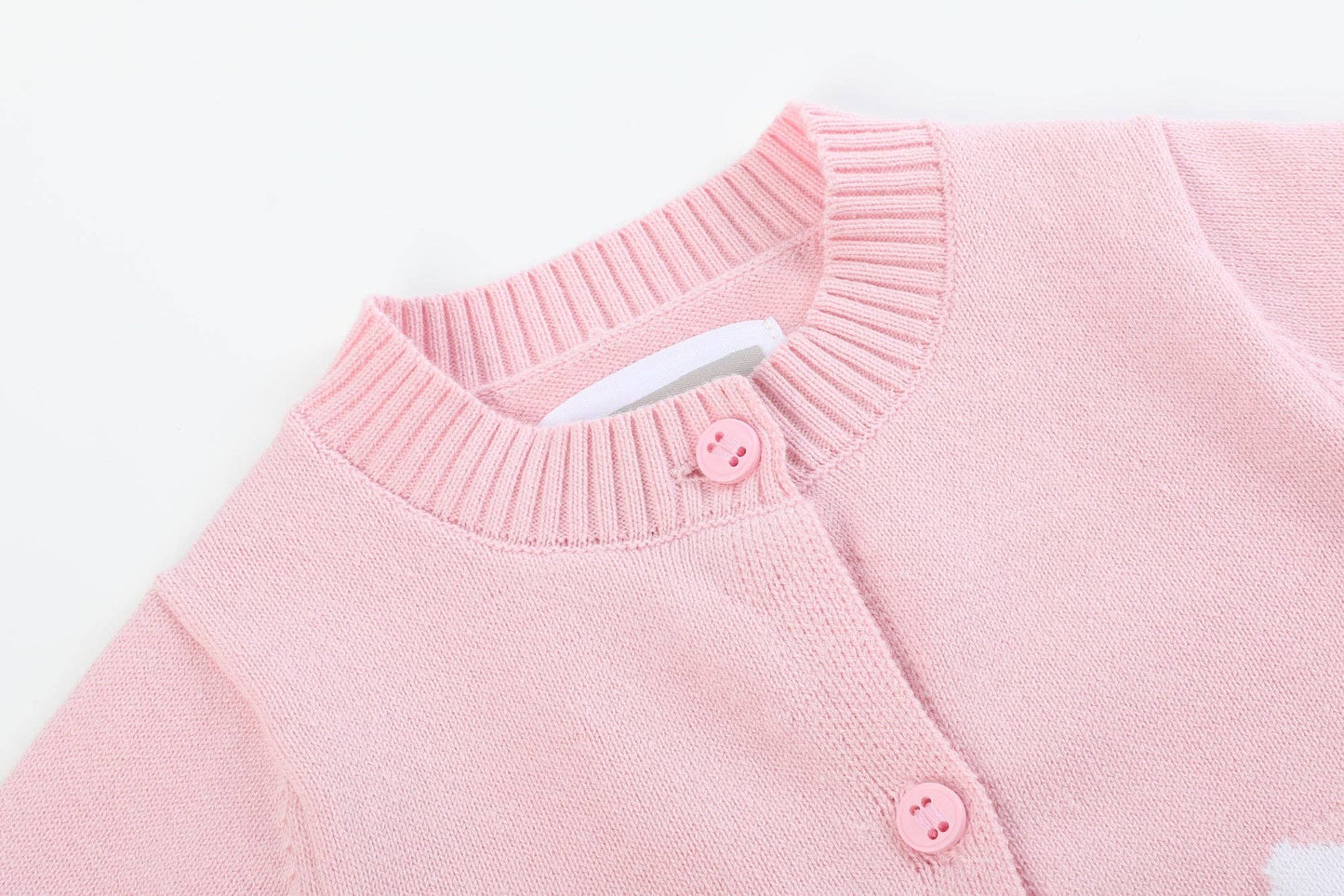 Lil Cactus - Pink Knit Easter Bunny Cardigan: 3-6M