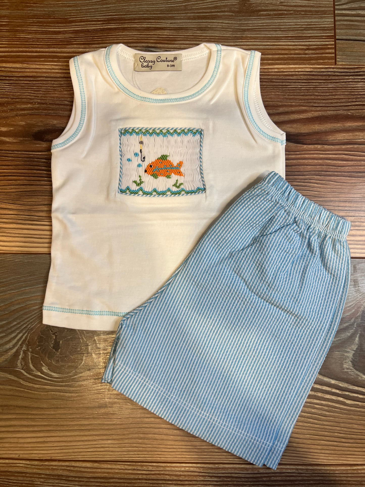 Classy Couture Smocked Ocean Short Set