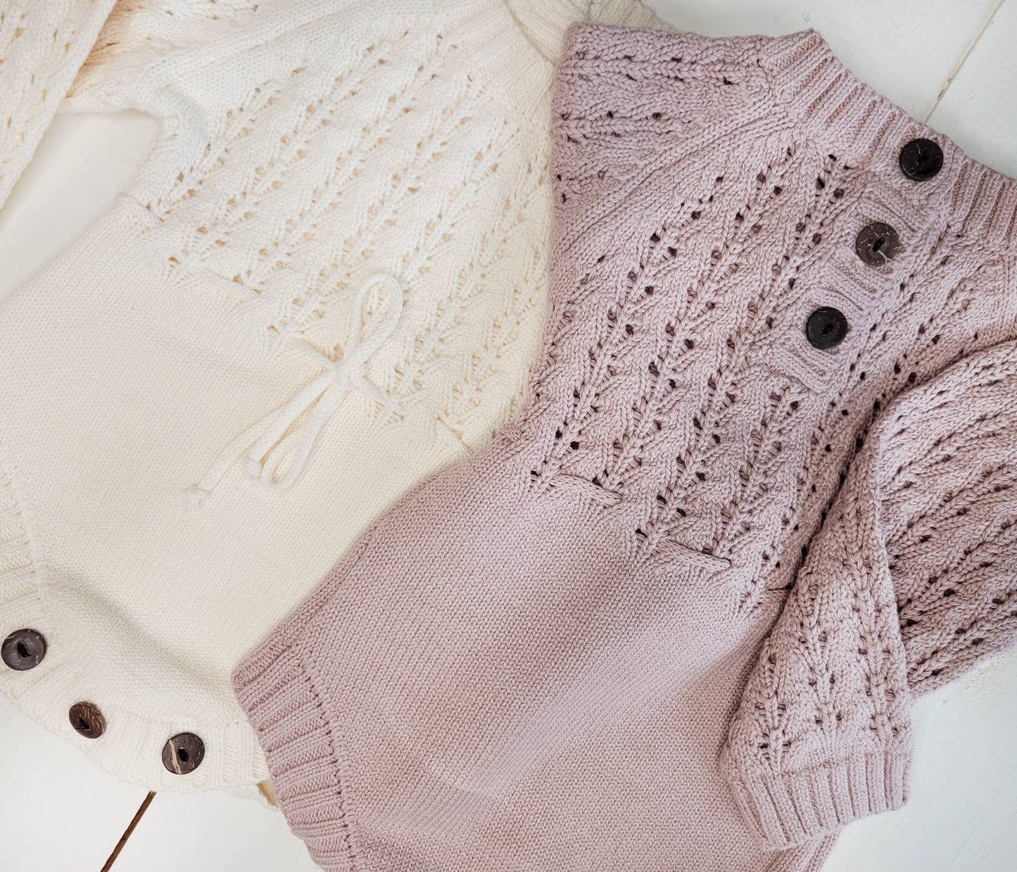 Cotton Sweater Romper: Cream