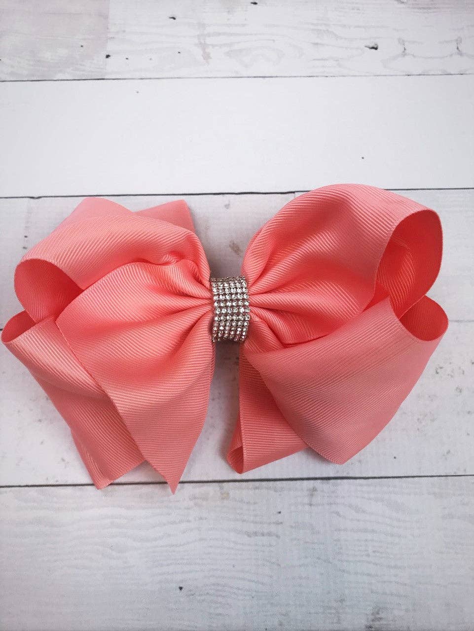 Texas Size Rhinestone Center Knot Hair Bows: Hot Pink