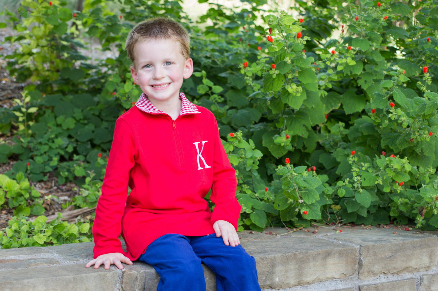 Love That Cotton - Red with Red Gingham Pullover: 10