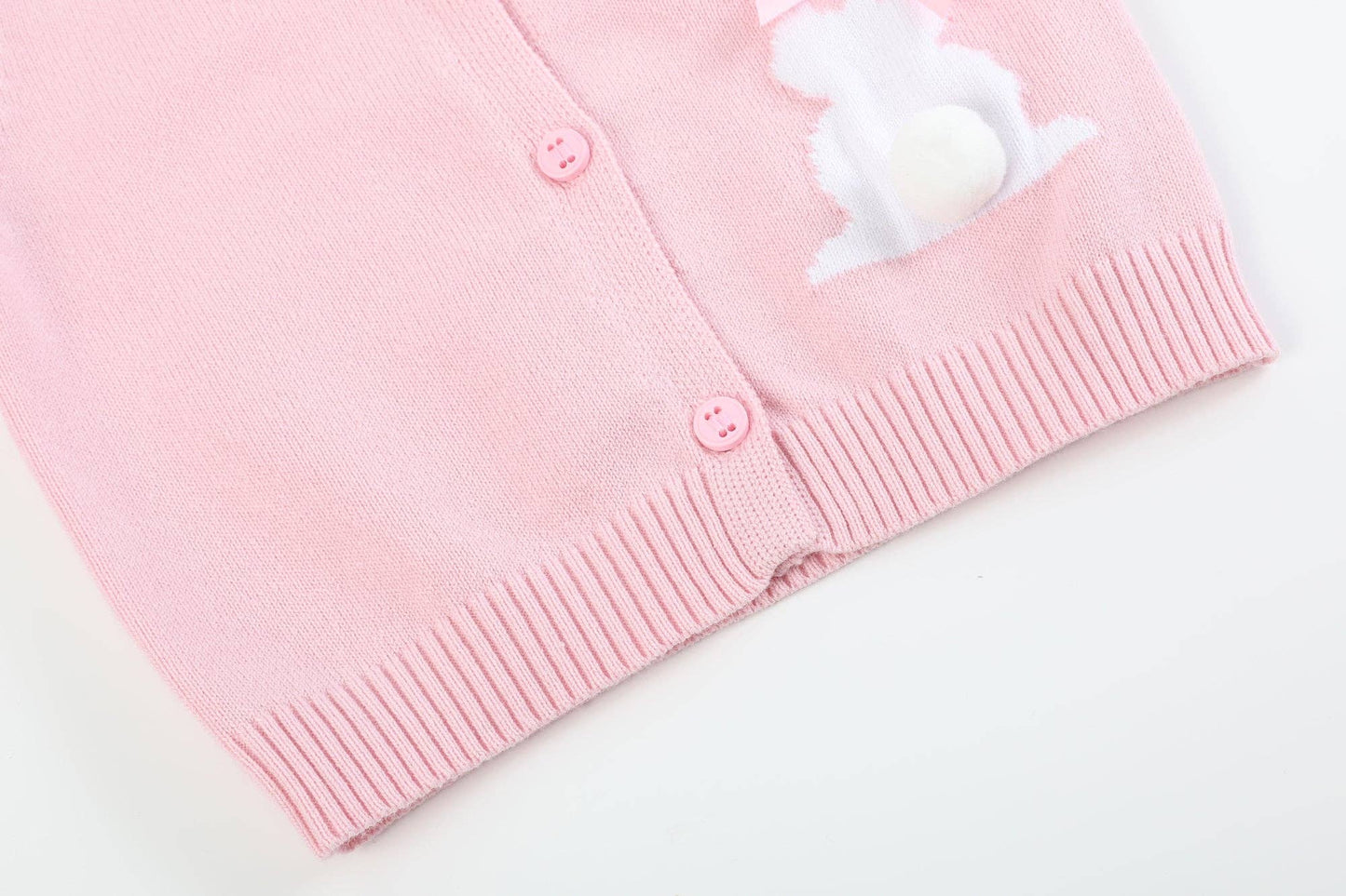 Lil Cactus - Pink Knit Easter Bunny Cardigan: 3-6M