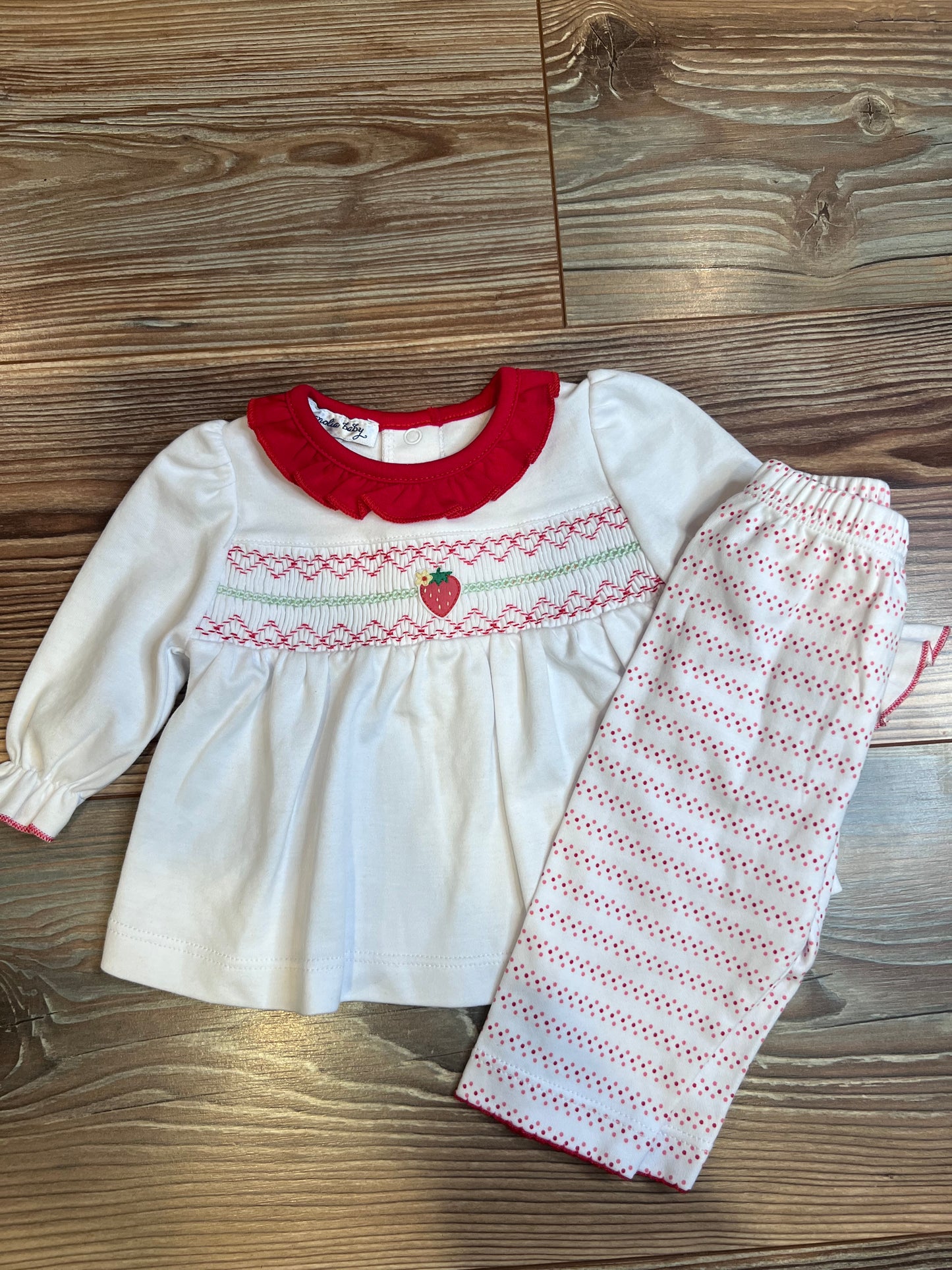 So Berry Cute Smocked Printed 2 Piece Pant Set