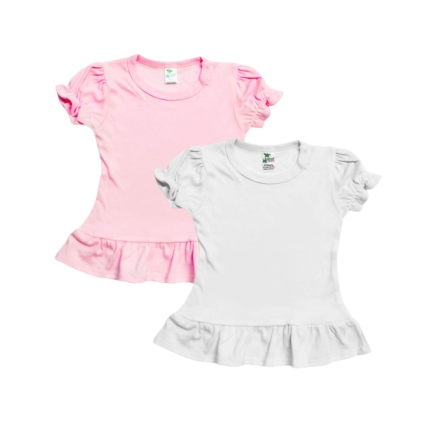 Laughing Giraffe - Toddler & Kids Puff Sleeve Ruffle Peplum Top | Open Sizing: M (8T) / White