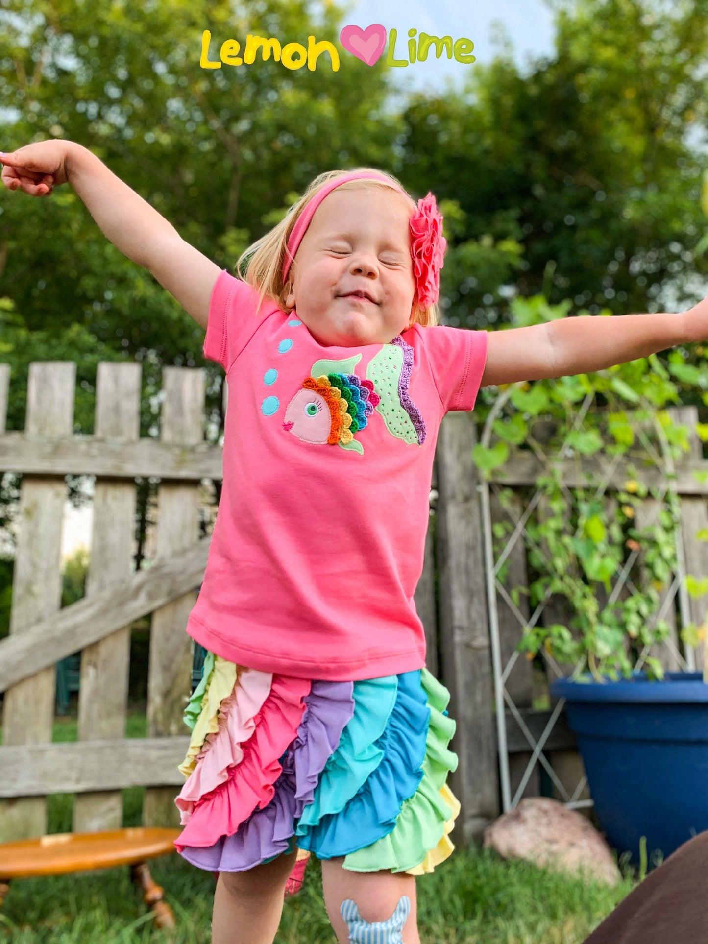 Lemon Loves Lime Boutique - GIRL-Ruffle Skort-Soft Rainbow: 6YR