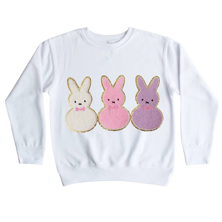 Sparkle Sisters by Couture Clips - Chenille Bunny Trio Sweatshirt: Pink / 7