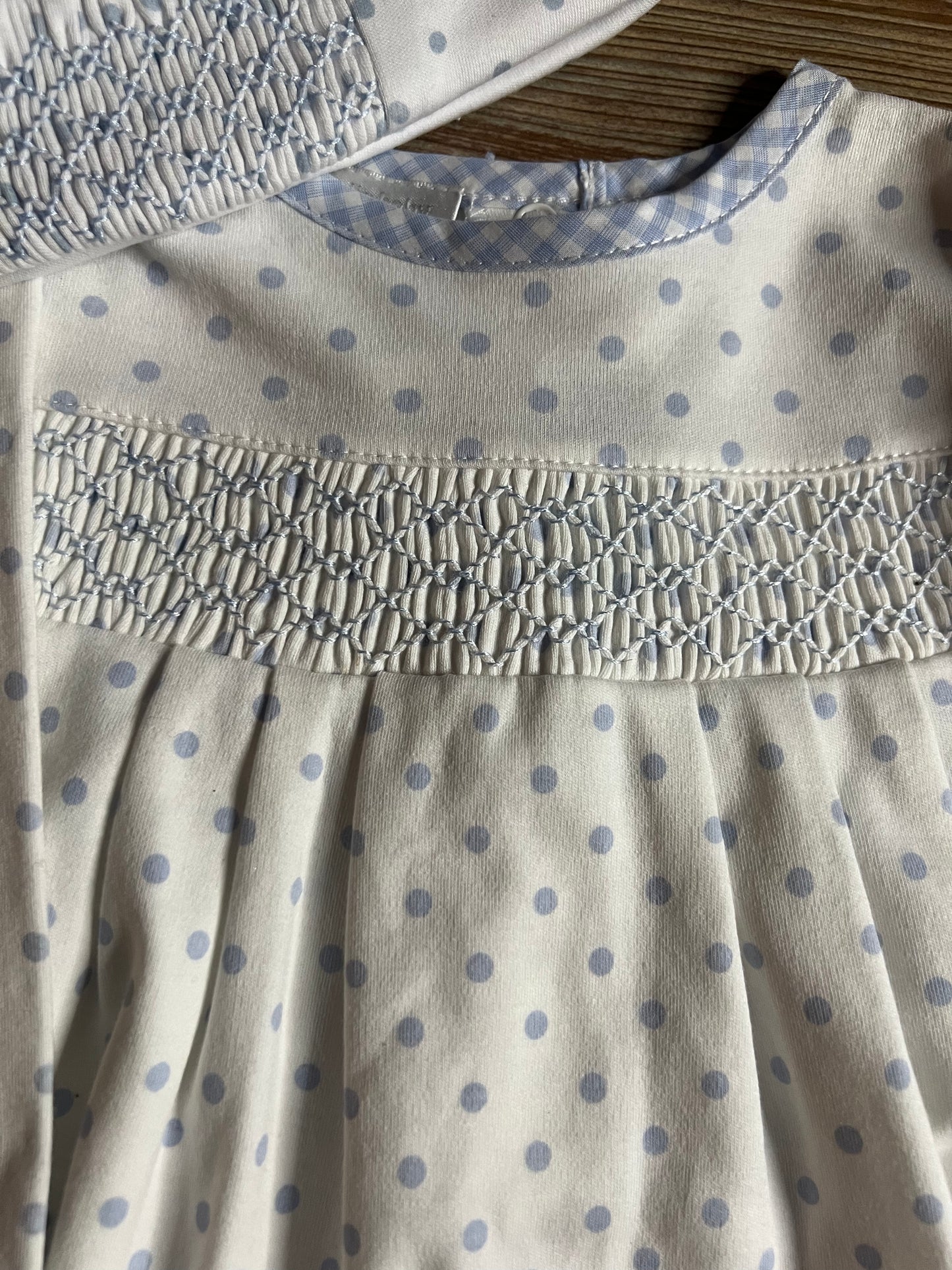 Blue Dot Smocked Gown