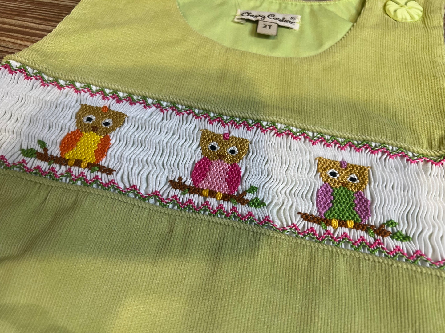 Classy Couture Smocked Corduroy Owl Dress