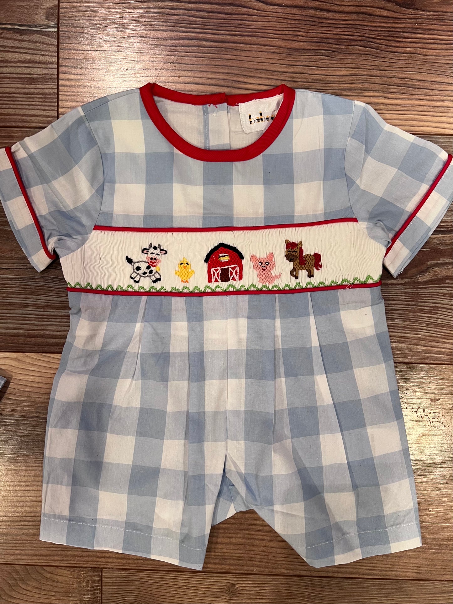 Smocked Farm Animal Shortall