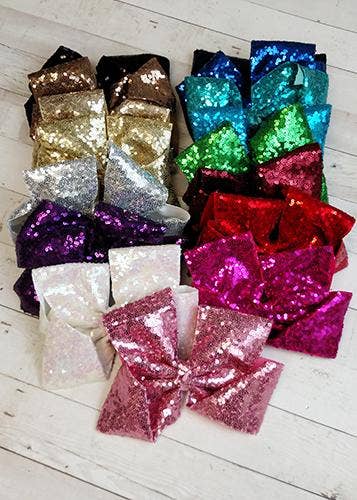 Sequin Texas Size Hair Bows: Red