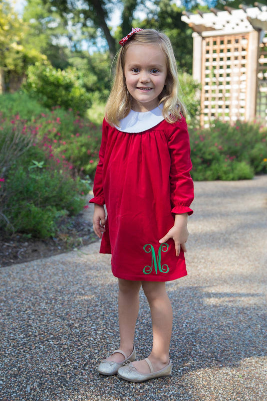 Love That Cotton - Corduroy Bishop Dress - Red: 10