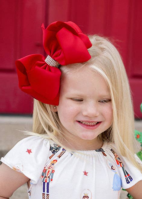 Texas Size Rhinestone Center Knot Hair Bows: Light Pink