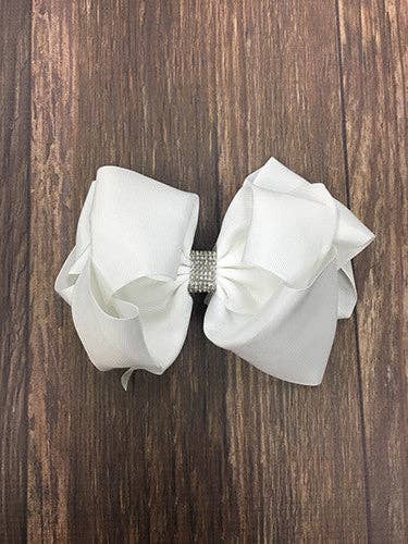 Texas Size Rhinestone Center Knot Hair Bows: Light Pink