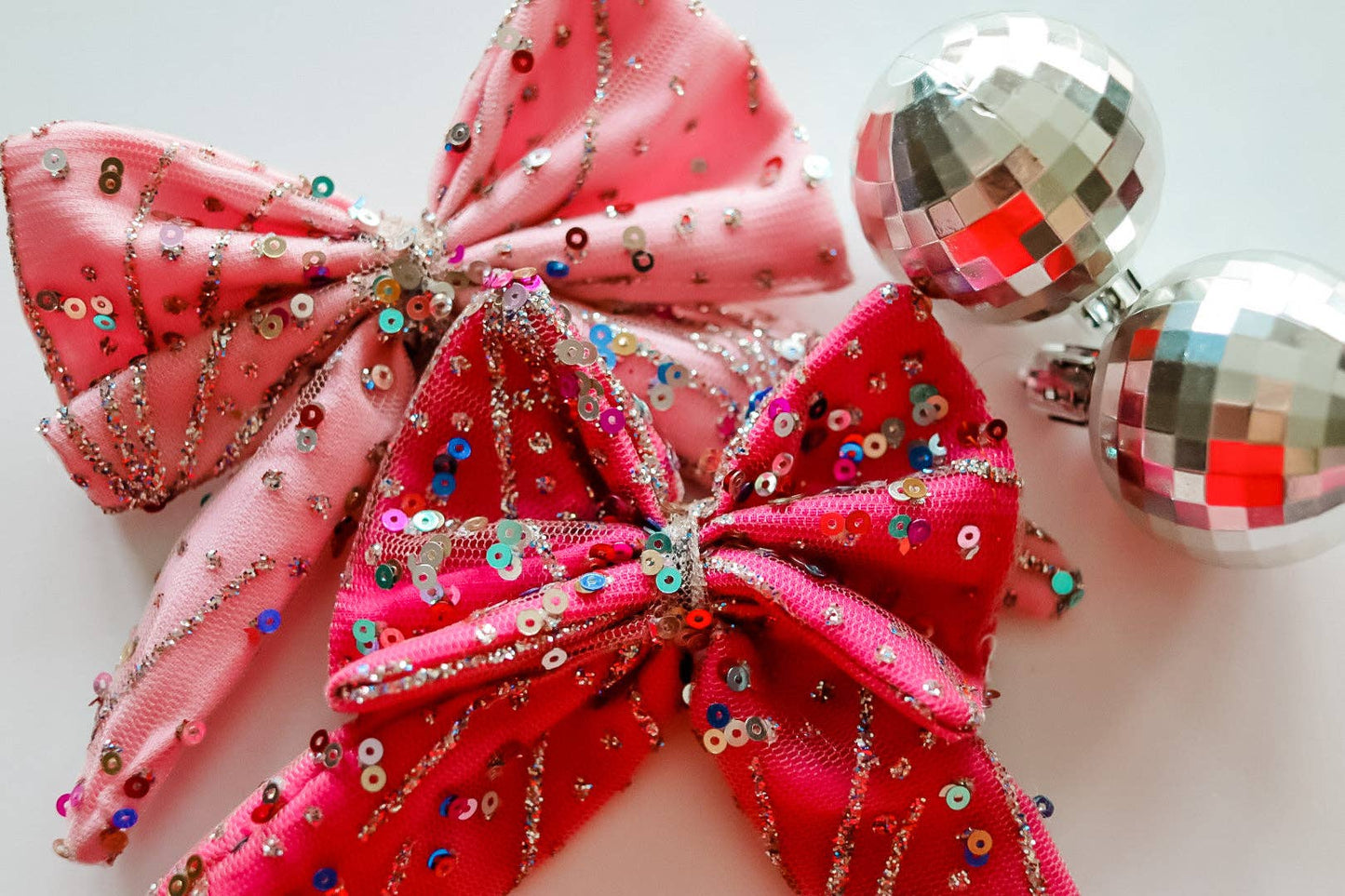 Baby Pink Sparkle Bow: Mini Nylon