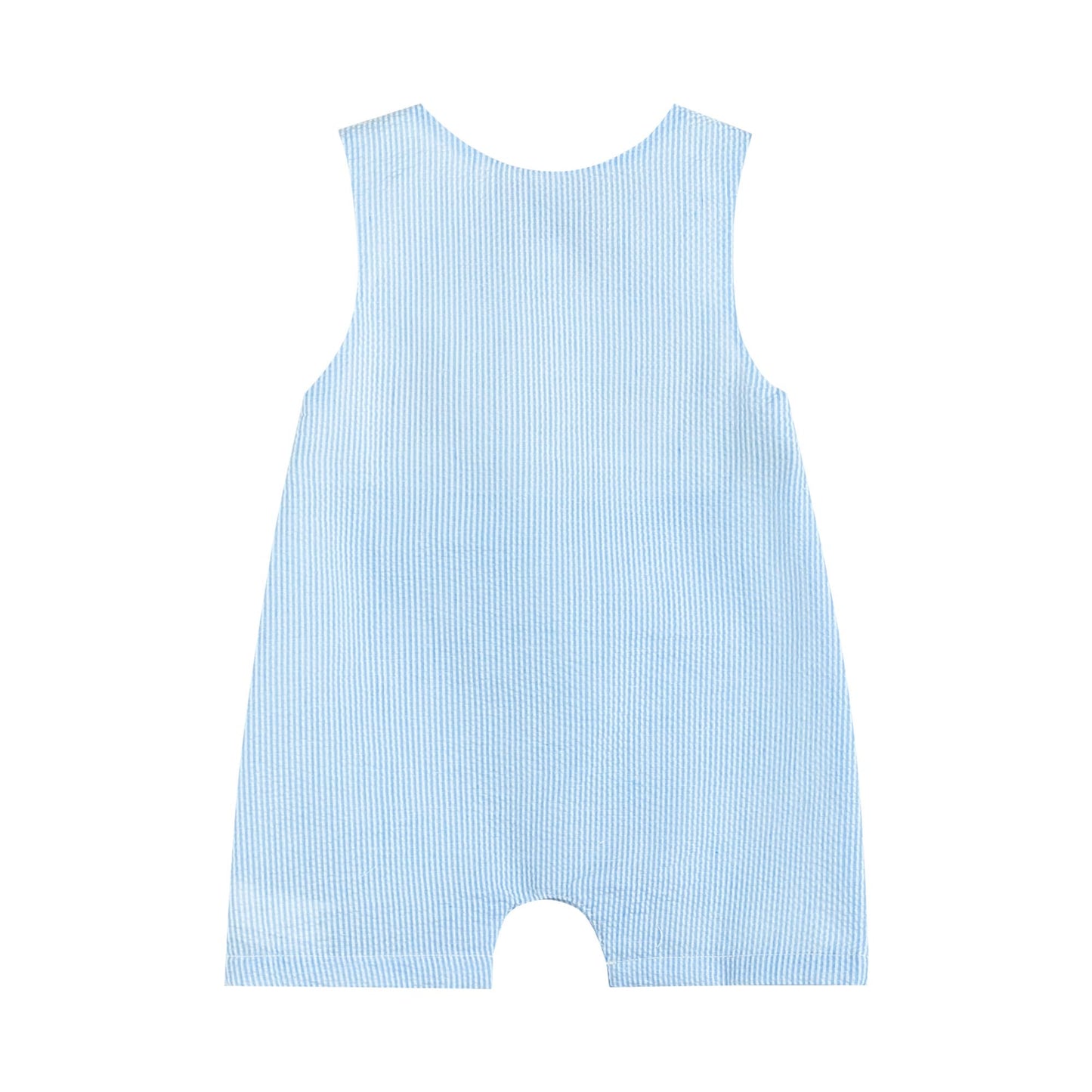 Blue Striped Seersucker Bunnies Romper