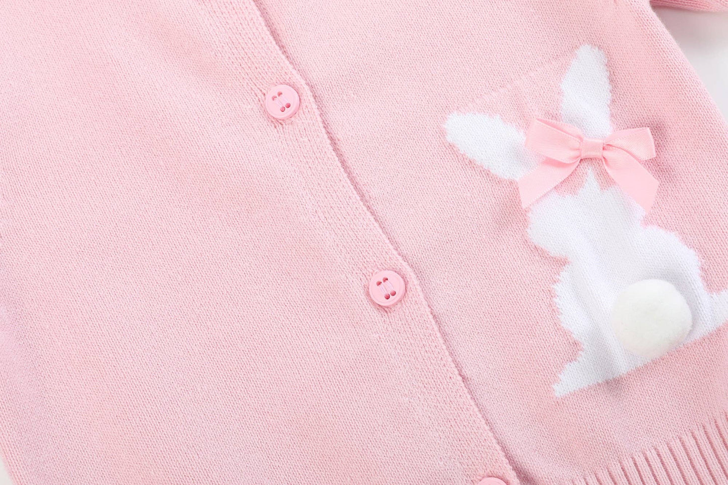 Lil Cactus - Pink Knit Easter Bunny Cardigan: 3-6M