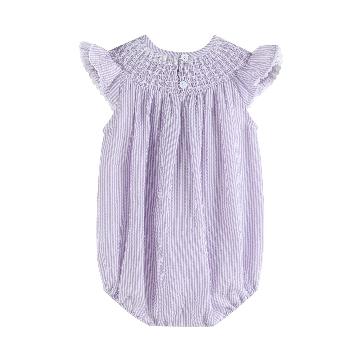 Lil Cactus - Light Purple Seersucker Bunny Smocked Romper: 3-6M