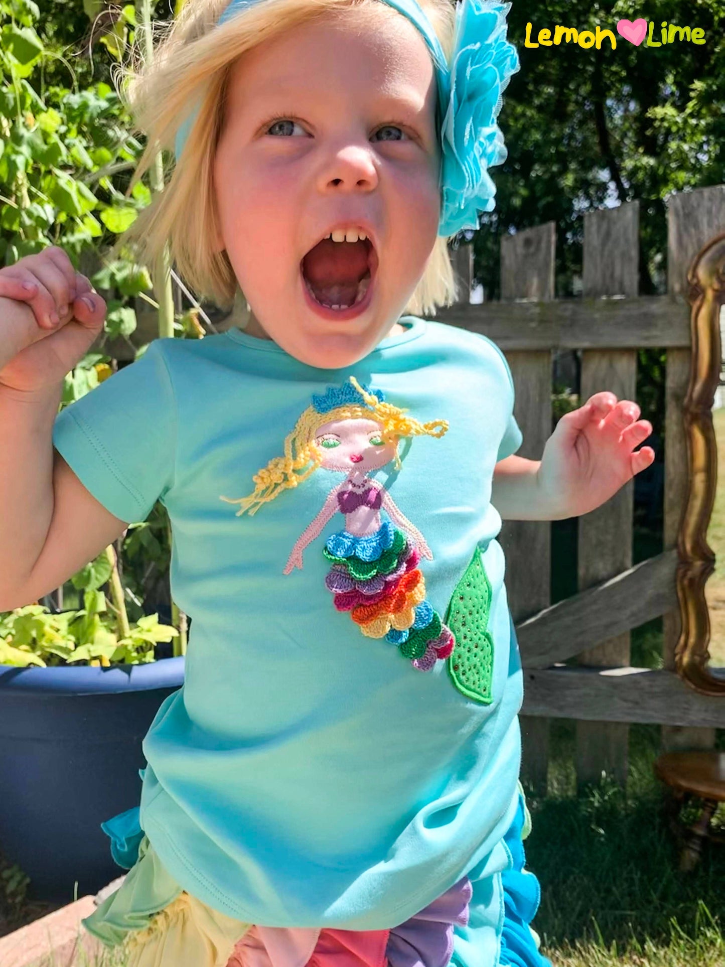 Lemon Loves Lime Boutique - GIRL-Rainbow Mermaid Tee: 8YR