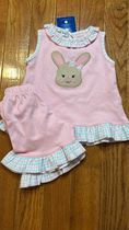 Embroidered Bunny Ruffled Short Set