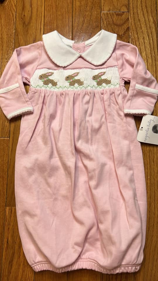 Hop Little Bunnies Smocked Gown