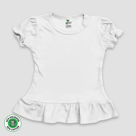 Laughing Giraffe - Toddler & Kids Puff Sleeve Ruffle Peplum Top | Open Sizing: S (7T) / White