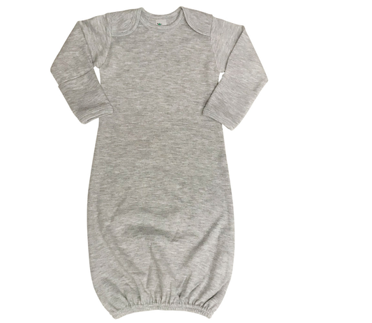 Laughing Giraffe - Baby Sleeping Gown  Fold Over Mittens | Open Sizing: Heather Gray / 0-3 months