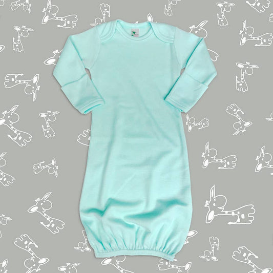 Laughing Giraffe - Baby Sleeping Gown  Fold Over Mittens | Open Sizing: Mint Green / 0-3 months