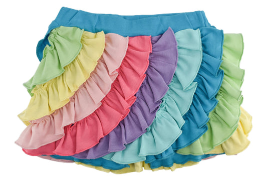 Lemon Loves Lime Boutique - GIRL-Ruffle Skort-Soft Rainbow: 6YR