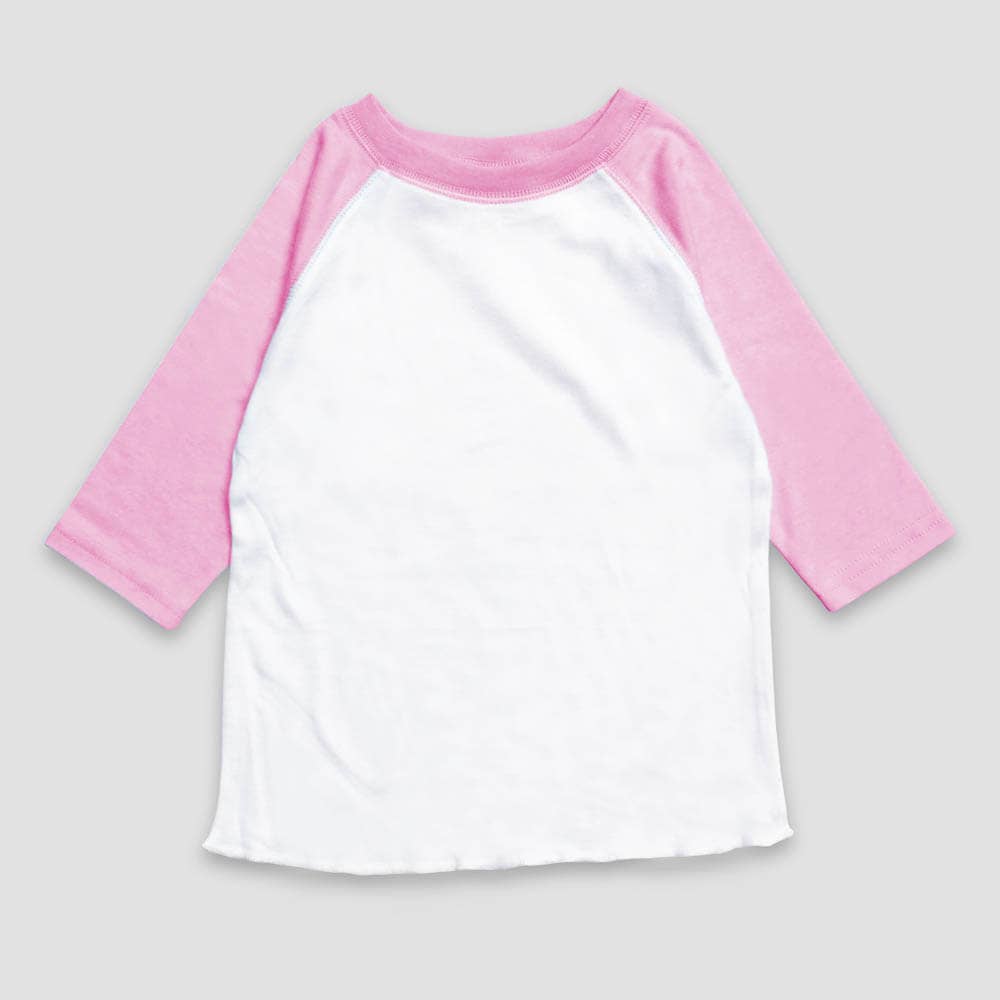 Laughing Giraffe - Toddler & Kids Pastel Raglan Baseball T-Shirts - NO MINIMUM!: Youth Large / White/Pink