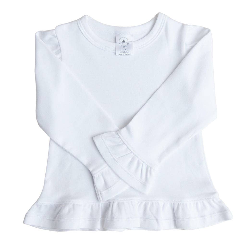 SK Blanks - Long Sleeve Ruffle Shirt: 2 / White