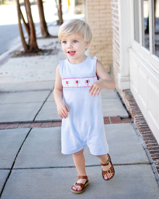 Birthday Pima Cotton Smocked Boy Overall