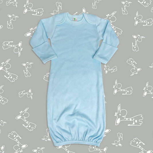 Laughing Giraffe - Baby Sleeping Gown  Fold Over Mittens | Open Sizing: Baby Blue / 0-3 months