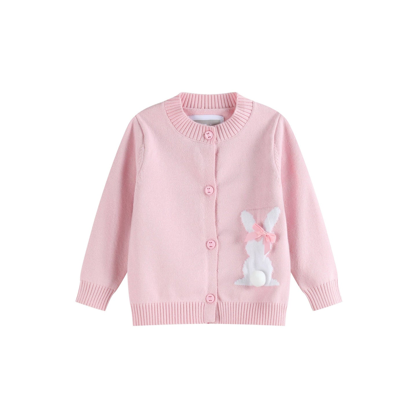 Lil Cactus - Pink Knit Easter Bunny Cardigan: 3-6M