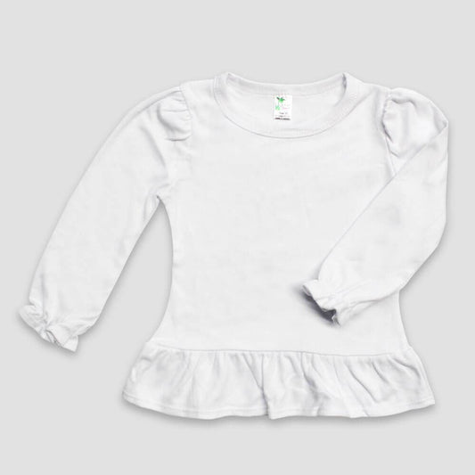 Laughing Giraffe - Toddler & Kids Puff Long Sleeve Ruffle Hem Top | Open Sizing: M (8T)